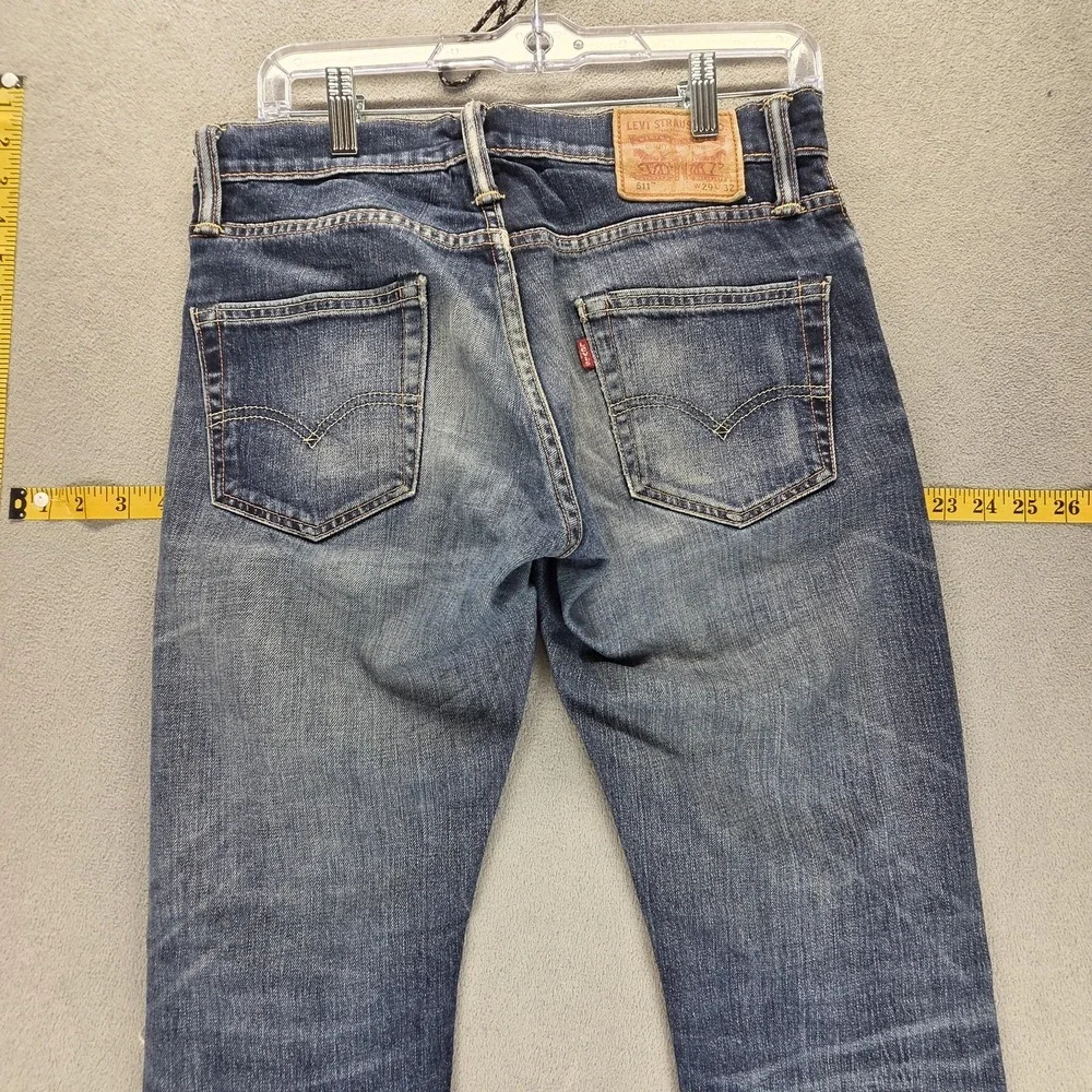 Levis 511 Jeans Mens‎ 29x32 Blue Selvedge Thrashed Whiskers Honeycomb Zip Fly